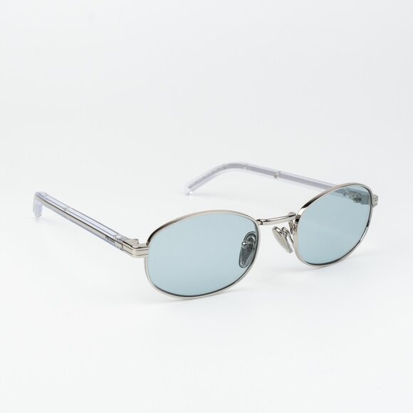 Prada Men Sunglasses Silver Azure Oval  PRB53S 1BC40N NEW AUTHENTIC - Picture 3 of 13